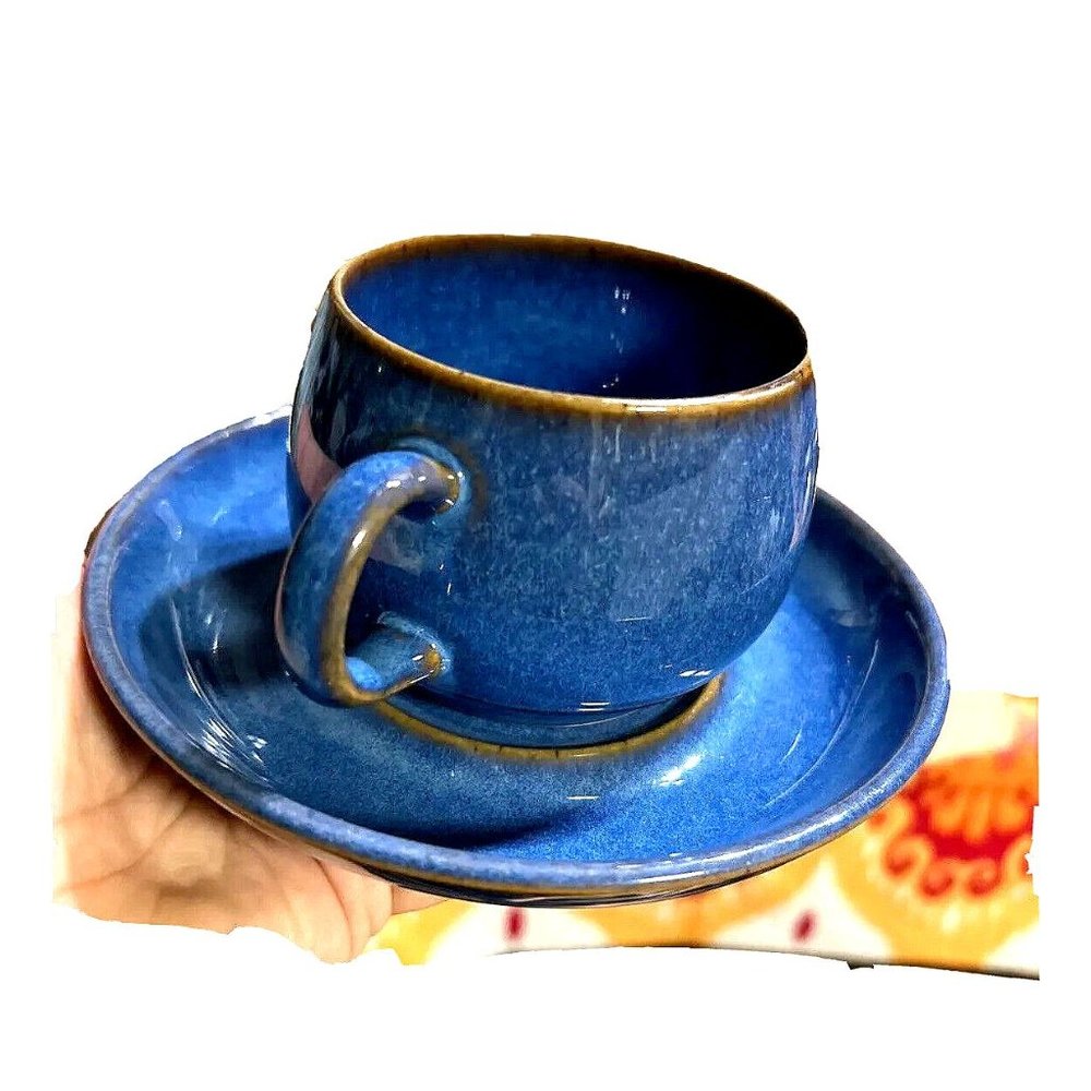 Denby English Blue Cup & Saucer - Set of 4 - New - Picture 2 of 6